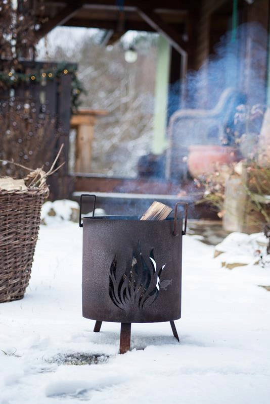 Feuertonne Gartenfeuerstelle aus Metall in Rostoptik, Ø 30