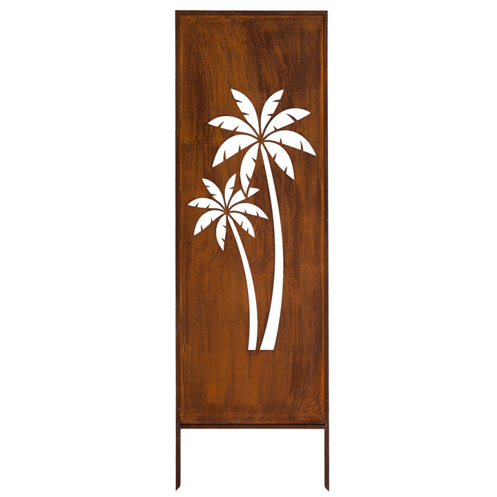 Sichtschutz Gartenpaneel Metall – Motiv Palmen, 160 × 50 cm