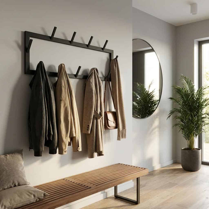 Wandhakenleiste aus Metall Schwarz – Moderner Wandhaken für Flur und Garderobe
