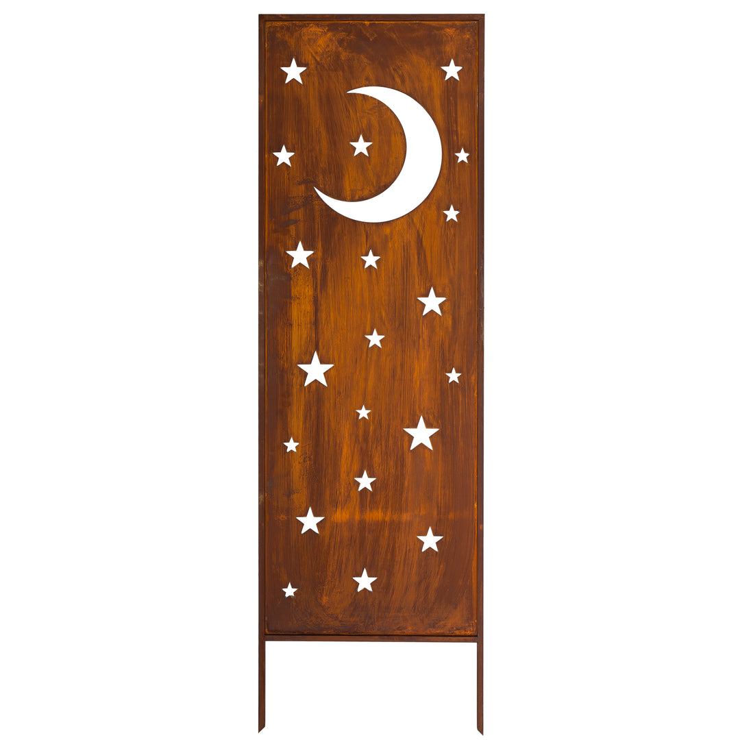 Sichtschutz Gartenpaneel Metall – Motiv Mond und Sterne, 160 × 50 cm