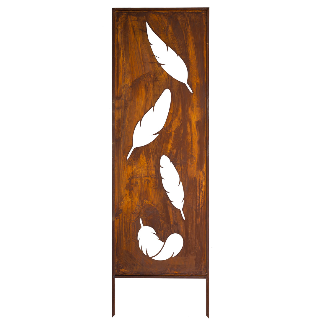 Sichtschutz Gartenpaneel Metall – Motiv Vier Federn, 160 × 50 cm