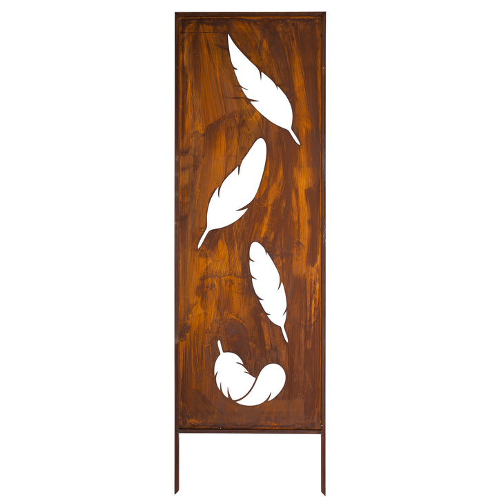 Sichtschutz Gartenpaneel Metall – Motiv Vier Federn, 160 × 50 cm