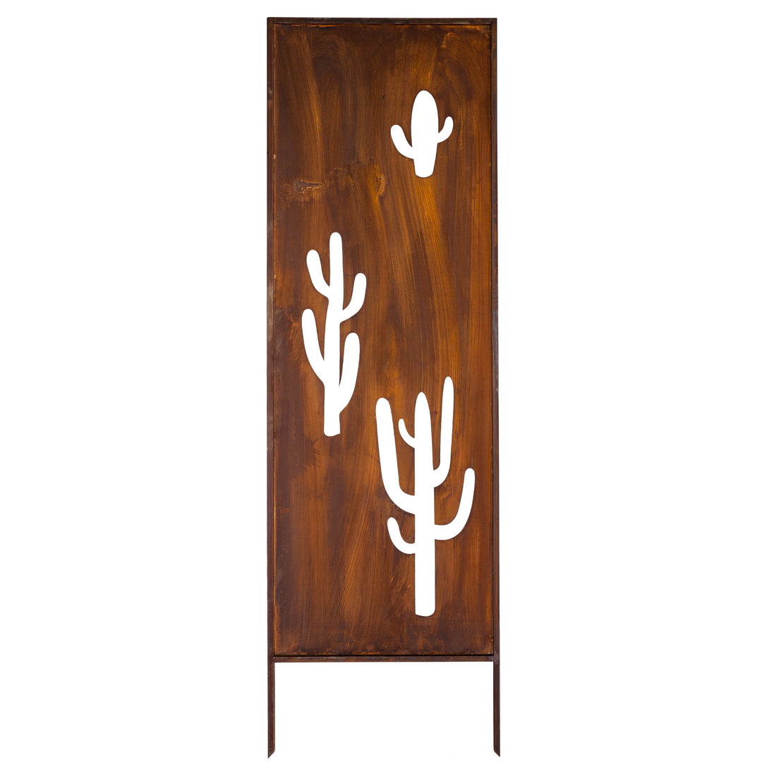 Sichtschutz Gartenpaneel Metall – Motiv Kakteen, 160 × 50 cm