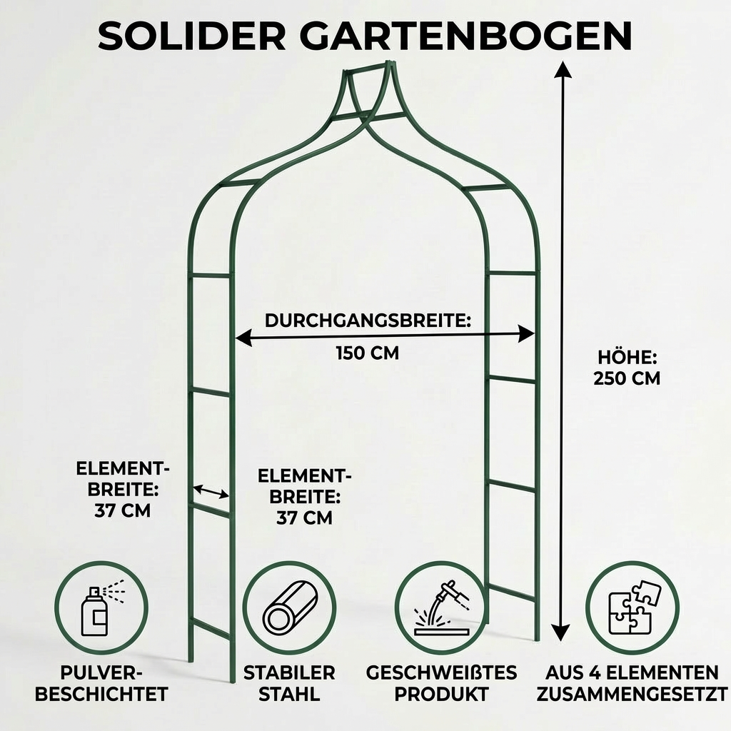 Metall Gartenbogen 240 × 150 cm Grün