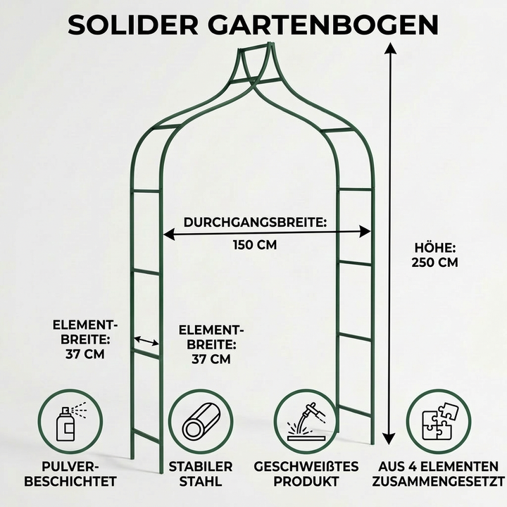 Metall Gartenbogen 240 × 150 cm Grün