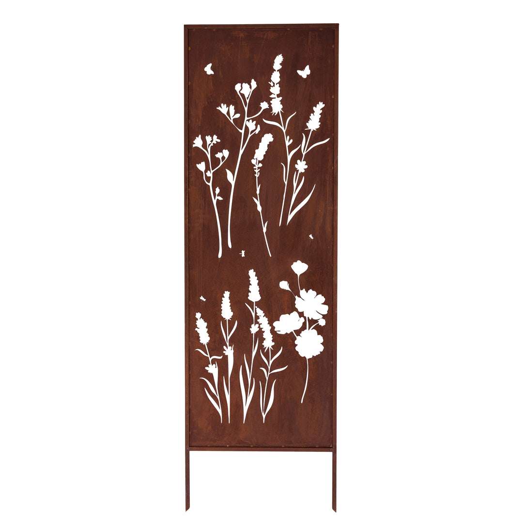 Sichtschutz Gartenpaneel Metall – Motiv Blumenwiese, 160 × 50 cm