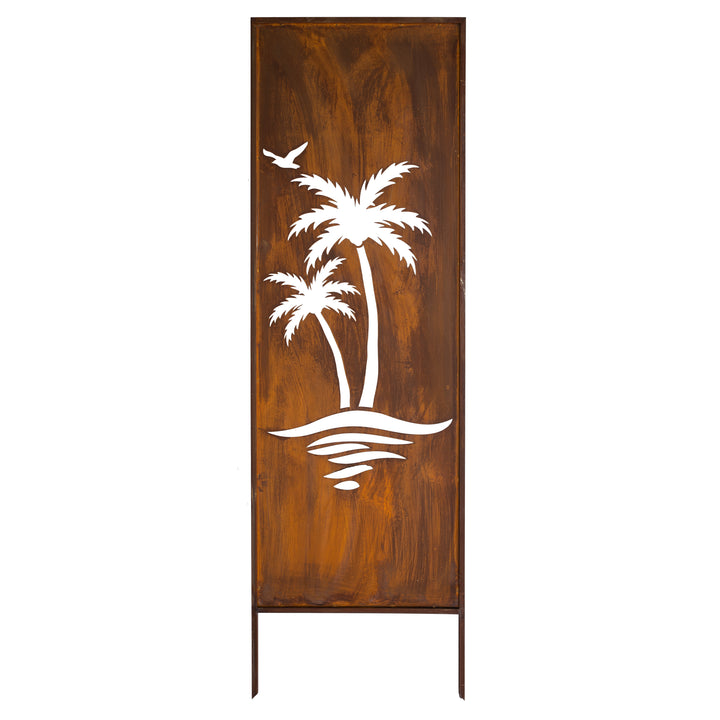 Sichtschutz Gartenpaneel Metall – Motiv Tropische Insel, 160 × 50 cm