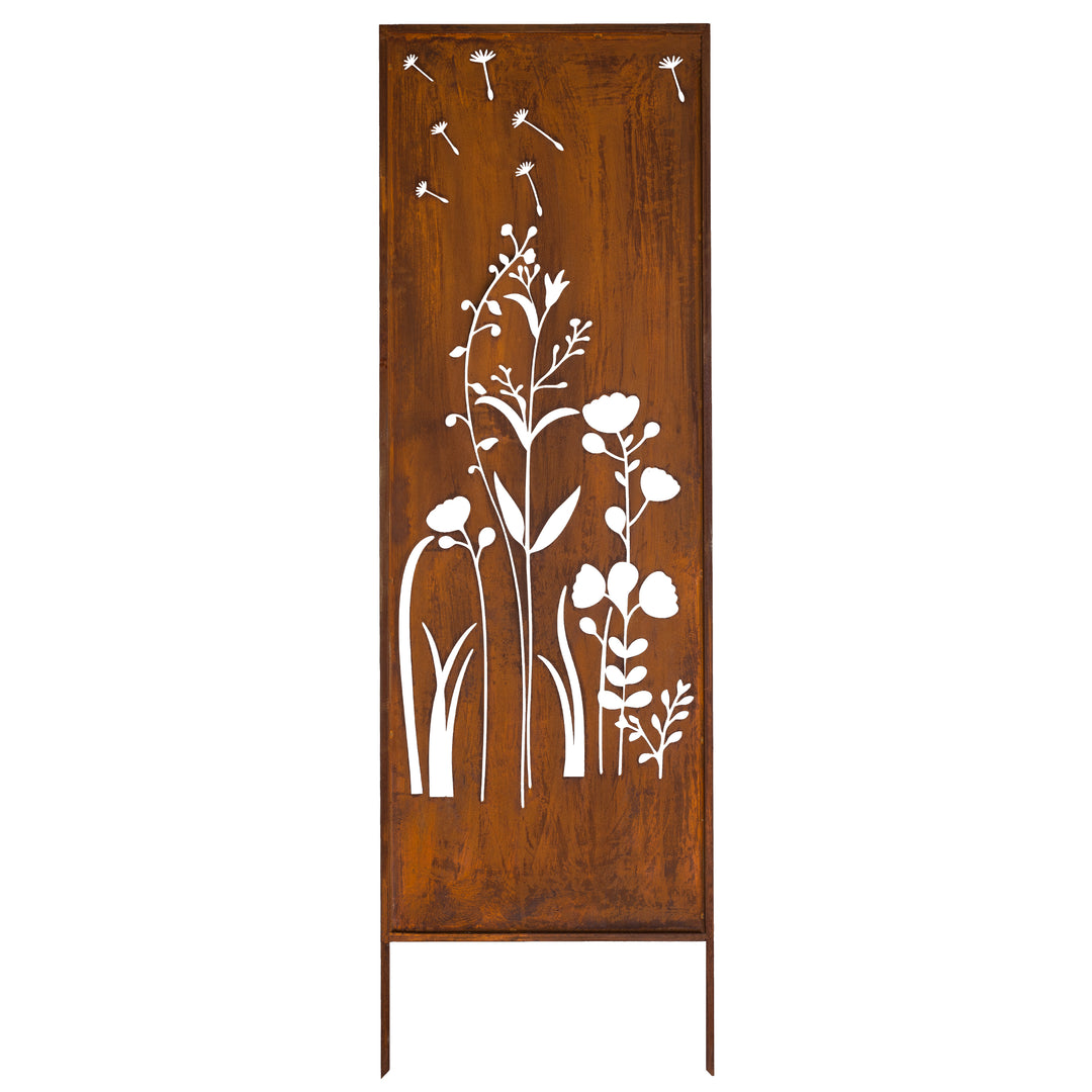 Sichtschutz Gartenpaneel Metall – Motiv Sommerwiese, 160 × 50 cm