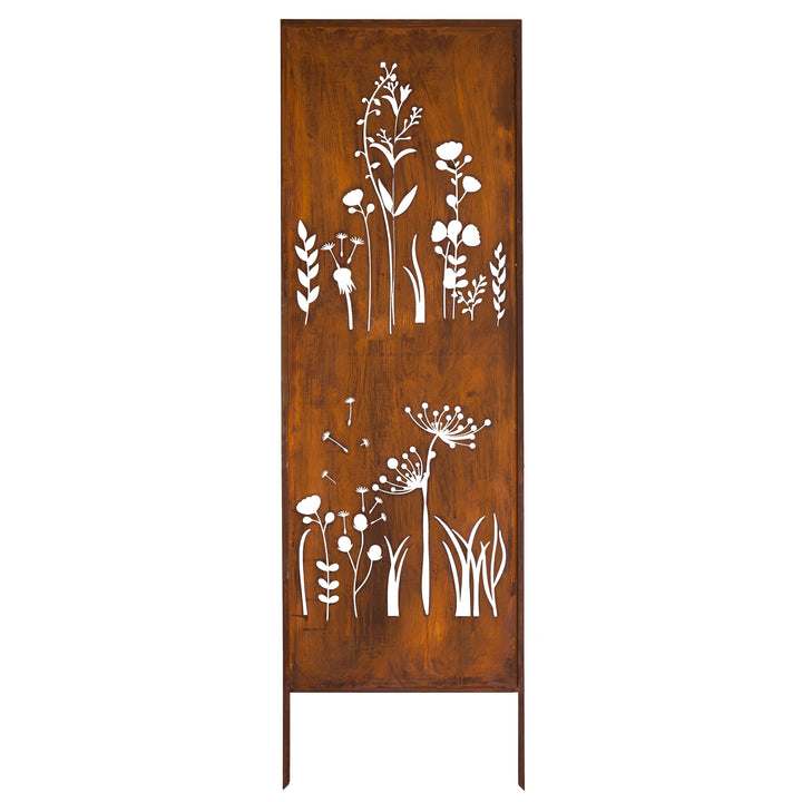 Sichtschutz Gartenpaneel Metall – Motiv Wilde Wiese, 160 × 50 cm