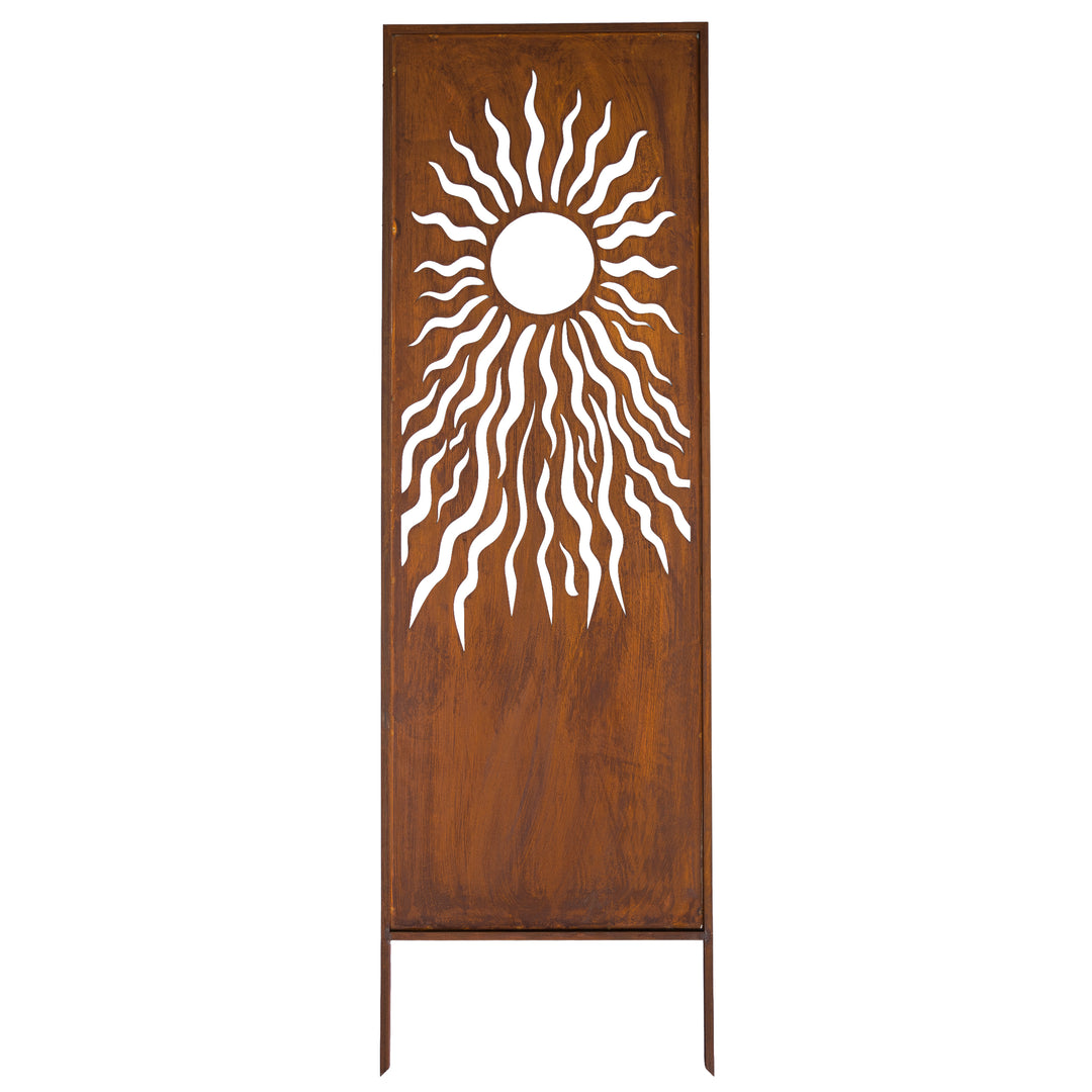 Sichtschutz Gartenpaneel Metall – Motiv Sonne, 160 × 50 cm