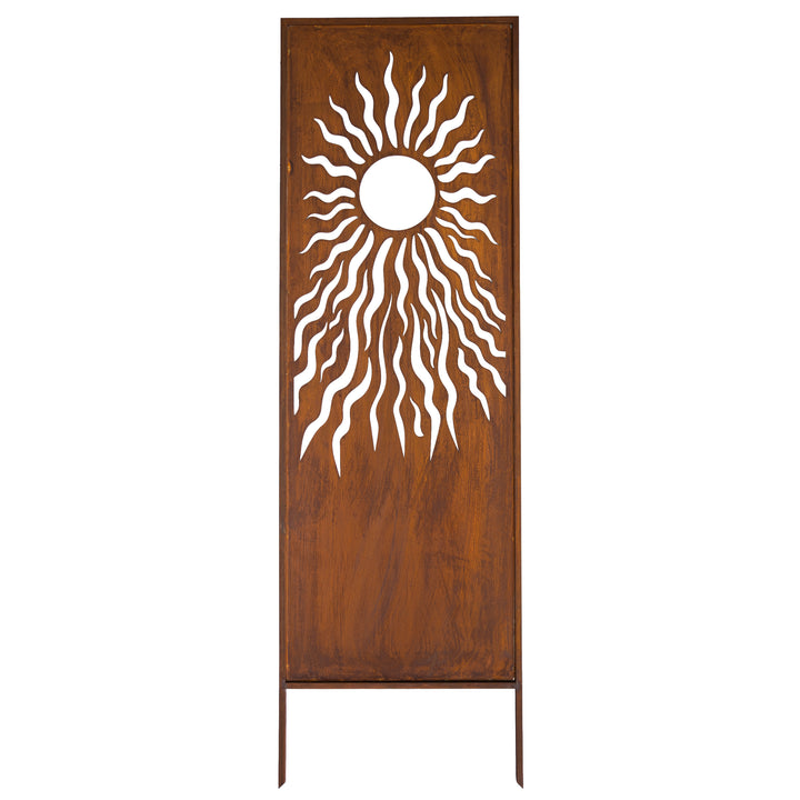 Sichtschutz Gartenpaneel Metall – Motiv Sonne, 160 × 50 cm