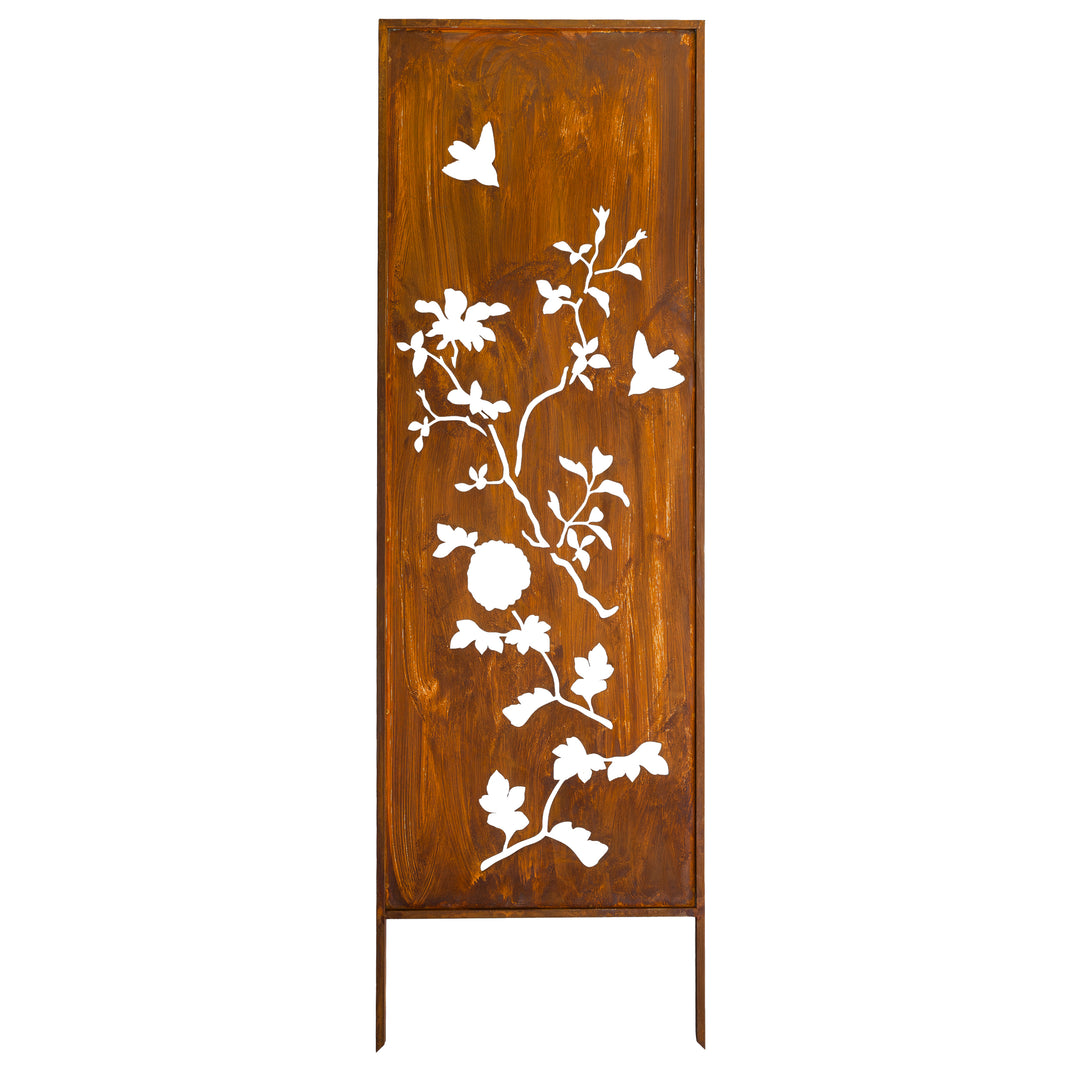 Sichtschutz Gartenpaneel Metall – Motiv Blütenzweig, 160 × 50 cm
