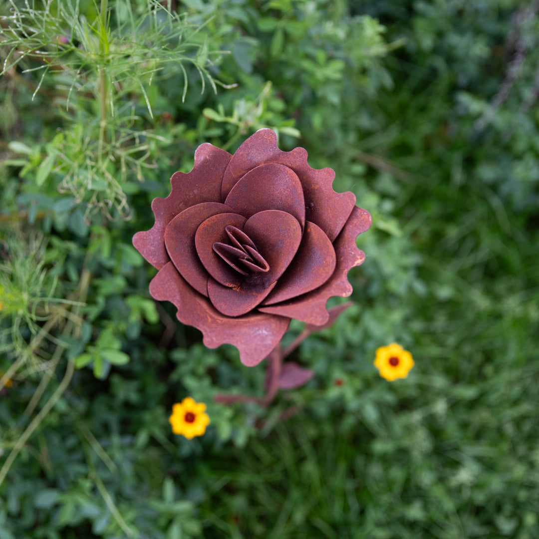 Edelrost Gartenstecker Blume – Gartendeko aus Metall