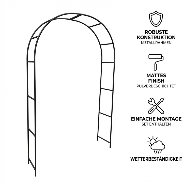 Rosenbogen Pergola aus Metall – Rankhilfe für Garten, 220 cm