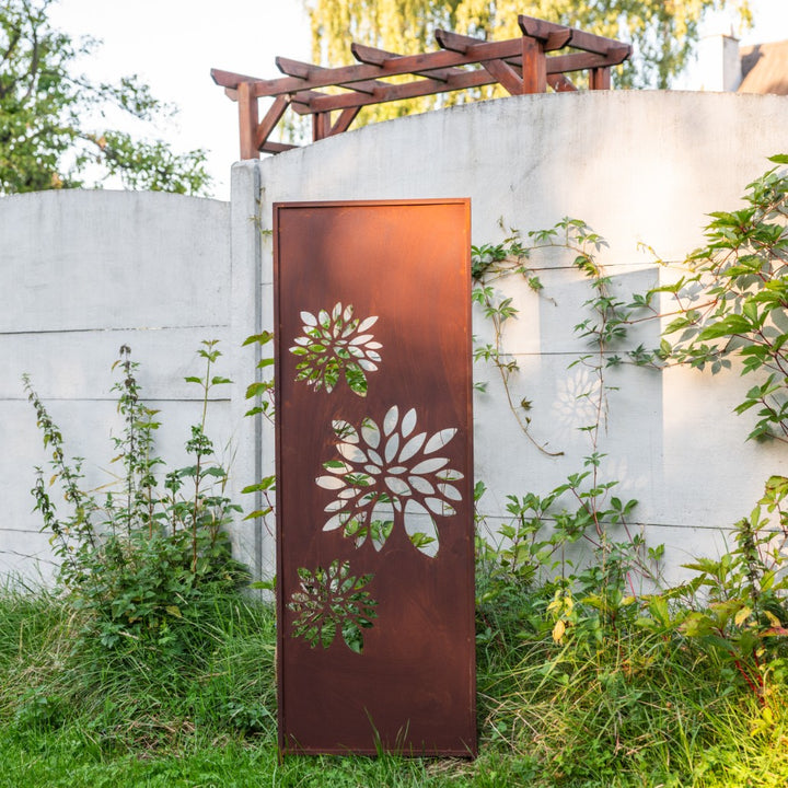 Sichtschutz Gartenpaneel Metall – Motiv Drei Astern, 160 × 50 cm