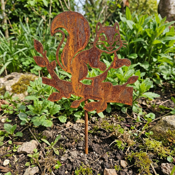 Gartenstecker Eichhörnchen auf Ast, 16 cm