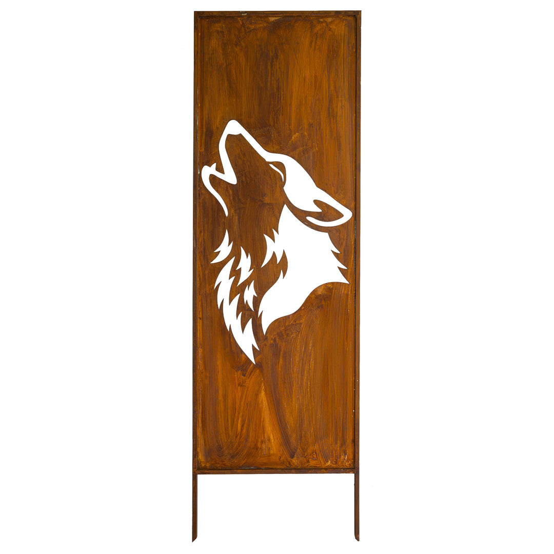 Sichtschutz Gartenpaneel Metall – Motiv Heulender Wolf, 160 × 50 cm