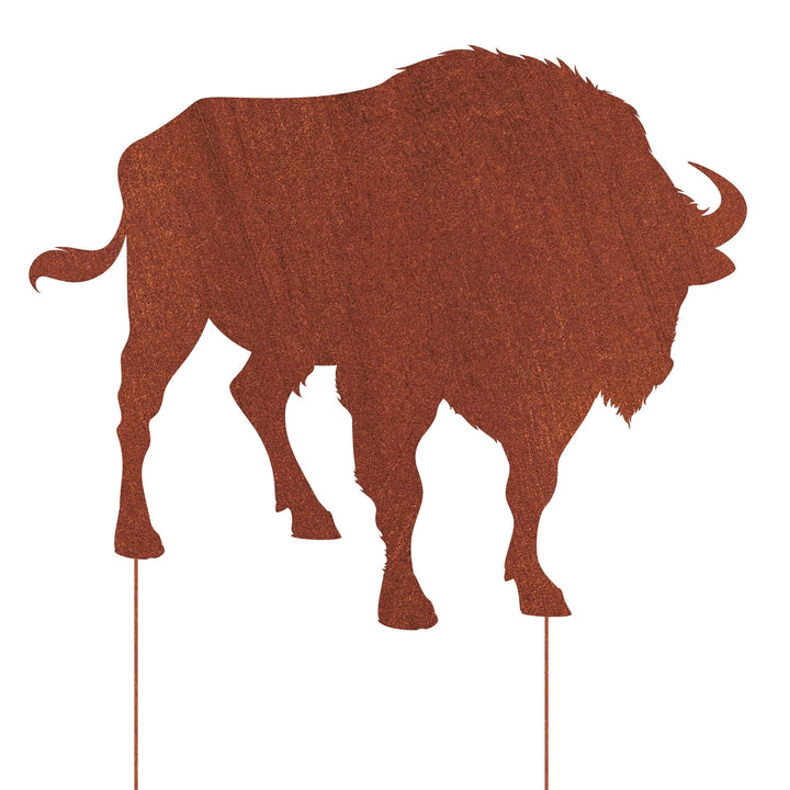 Gartenfigur Wisent aus Metall – Gartenfigur in natürlicher Rostoptik