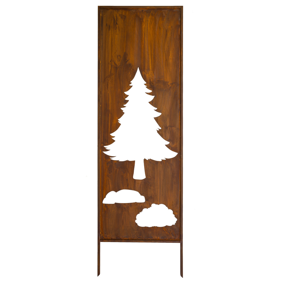 Sichtschutz Gartenpaneel Metall – Motiv Kieferbaum, 160 × 50 cm