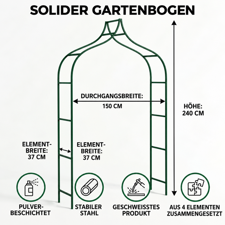 Metall Gartenbogen 240 × 150 cm Grün