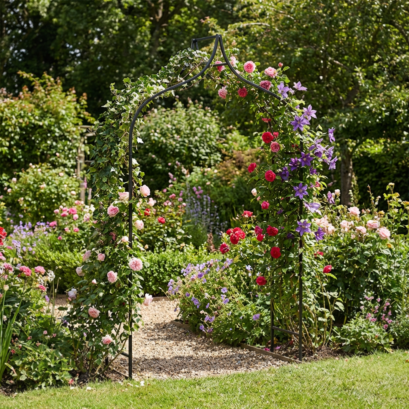 Metall Gartenbogen 240 × 150 cm Schwarz