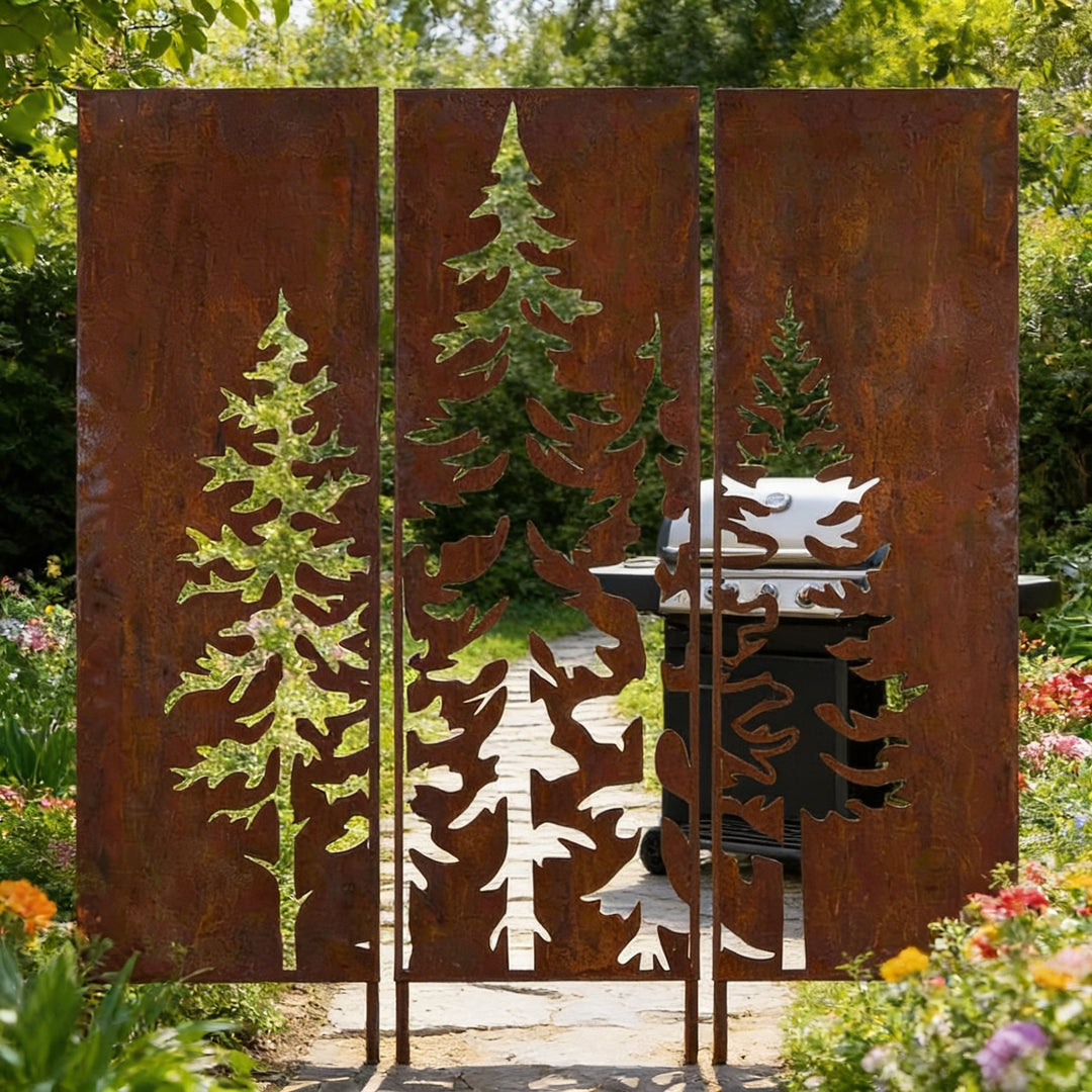 Sichtschutz Gartenpaneel Metall – Motiv Baum, 160 × 50 cm