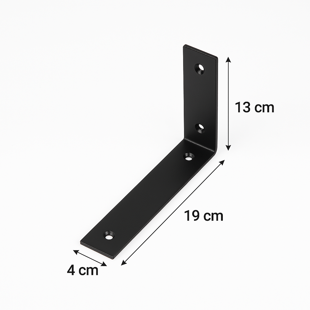 Regalhalterung Schwarz – Metall Regalträger für Wandregale, 19 × 13 cm