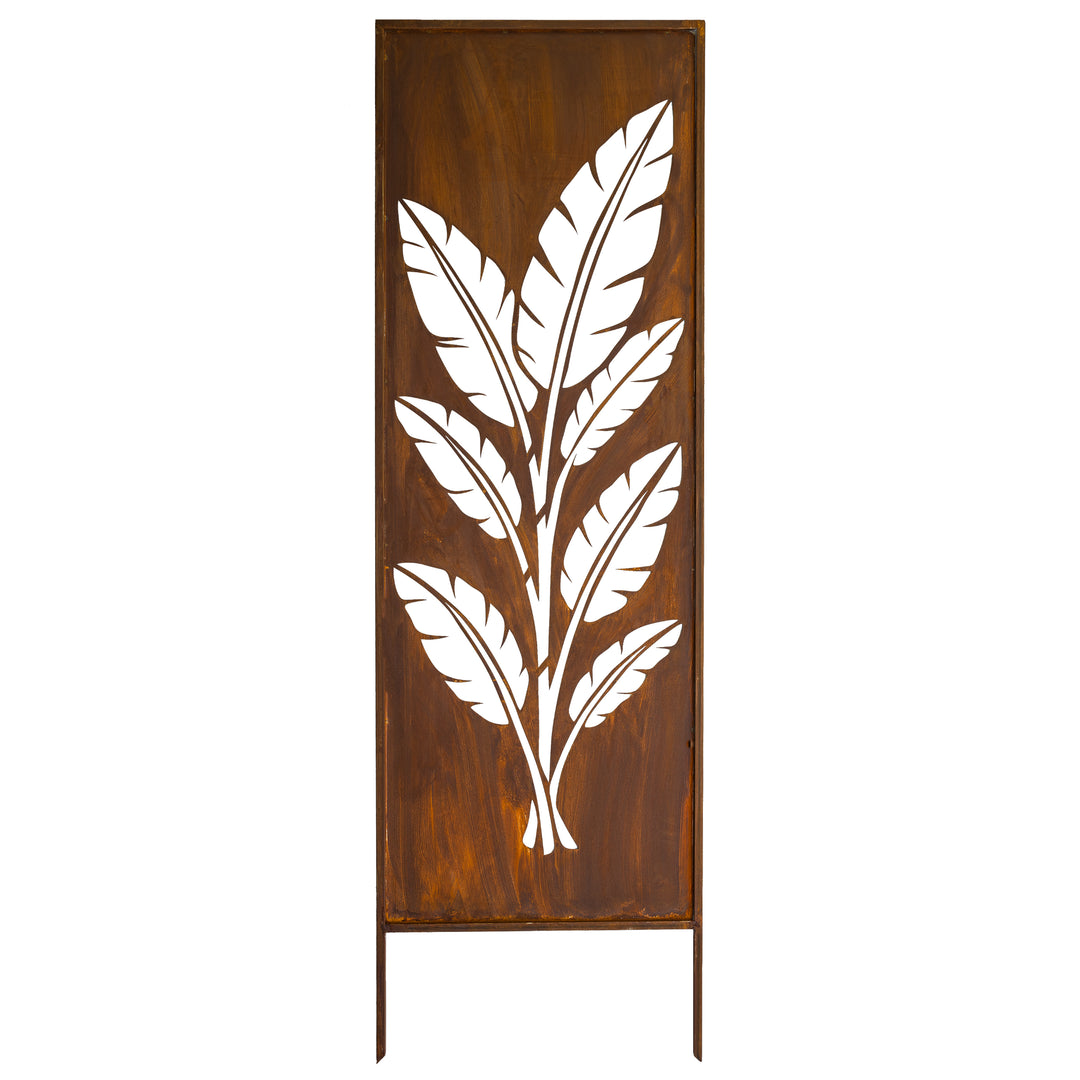 Sichtschutz Gartenpaneel Metall – Motiv Tropische Blätter, 160 × 50 cm