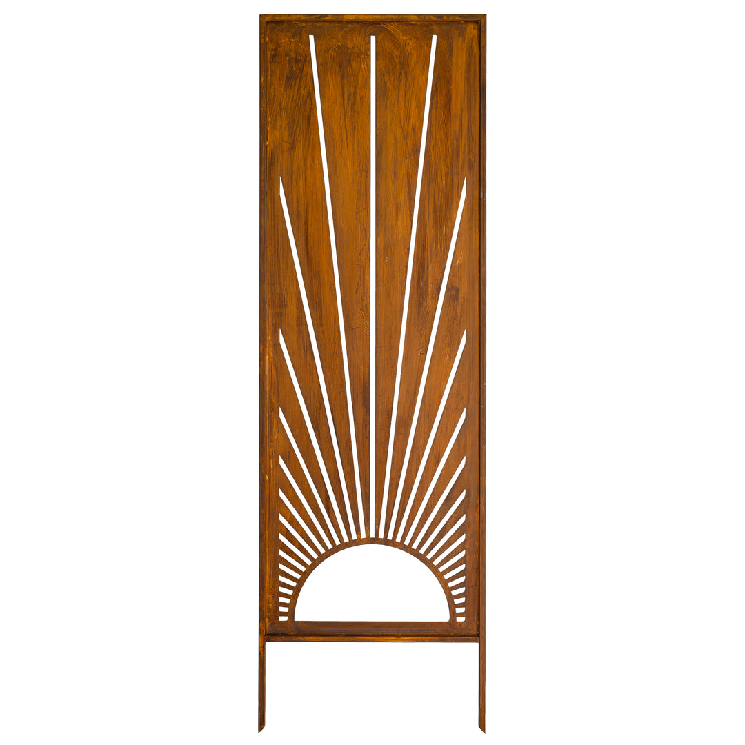 Sichtschutz Gartenpaneel Metall – Motiv Sonnenstrahlen, 160 × 50 cm