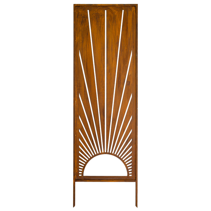 Sichtschutz Gartenpaneel Metall – Motiv Sonnenstrahlen, 160 × 50 cm