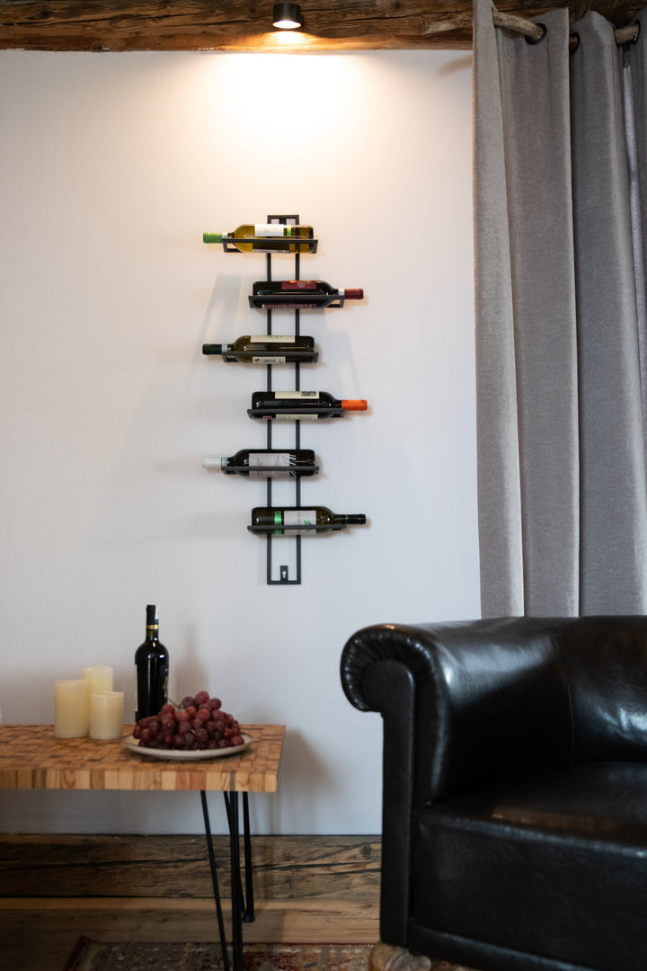 Wand Weinregal aus Metall – Flaschenhalter für 6 Flaschen, 35 cm