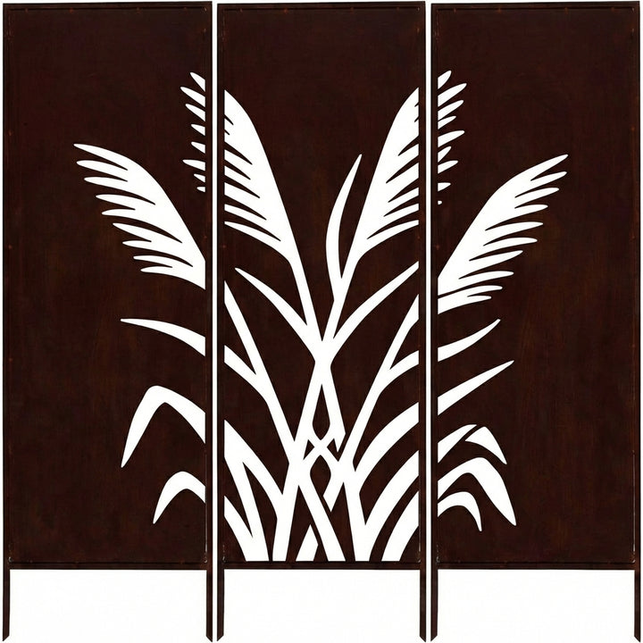 3er-Set Sichtschutz Gartenpaneel Metall – Motiv Schilf, 160 × 50 cm