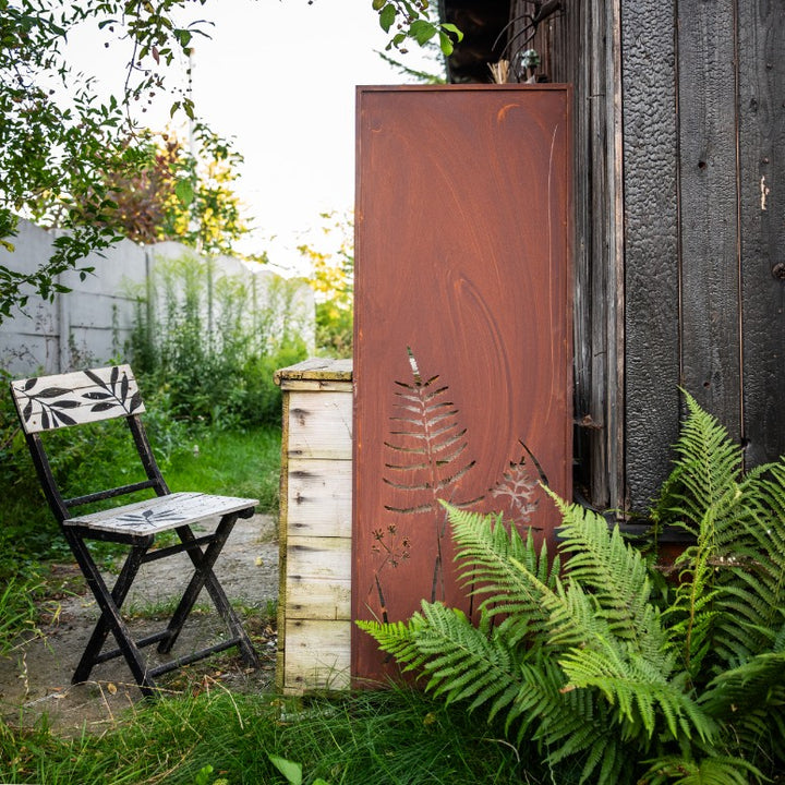 Sichtschutz Gartenpaneel Metall – Motiv Strauch, 160 × 50 cm