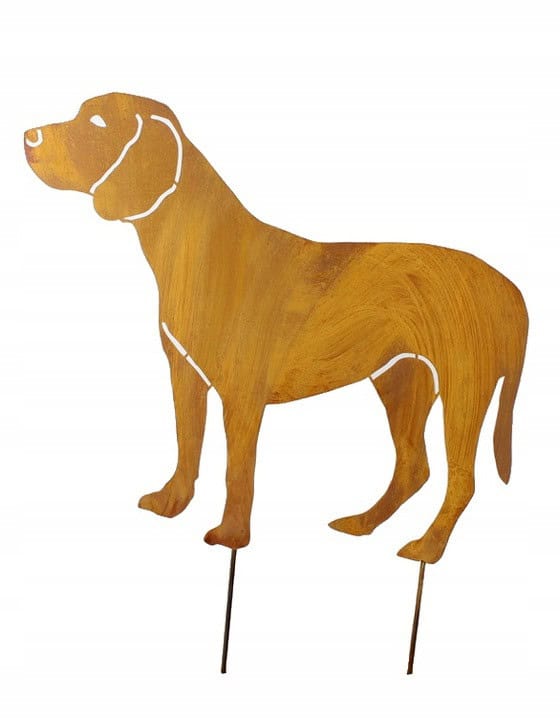 Hund Gartenstecker aus Metall – Gartendeko in Rostoptik