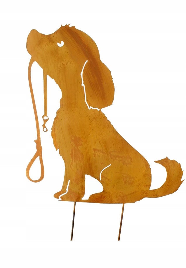 Hund Gartenstecker aus Metall – Gartendeko in Rostoptik