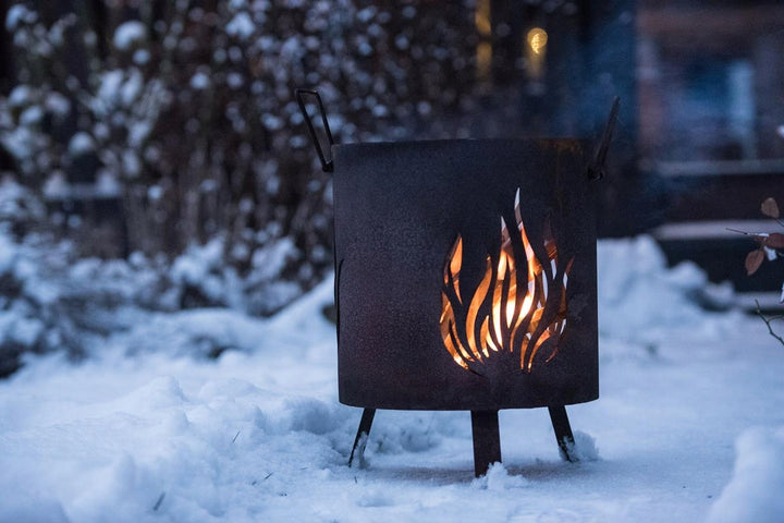 Feuertonne Gartenfeuerstelle aus Metall in Rostoptik, Ø 30
