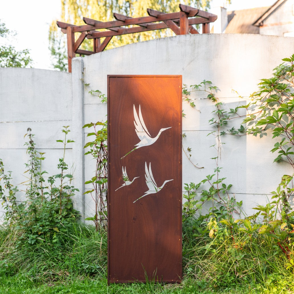Sichtschutz Gartenpaneel Metall – Motiv Vogel, 160 × 50 cm