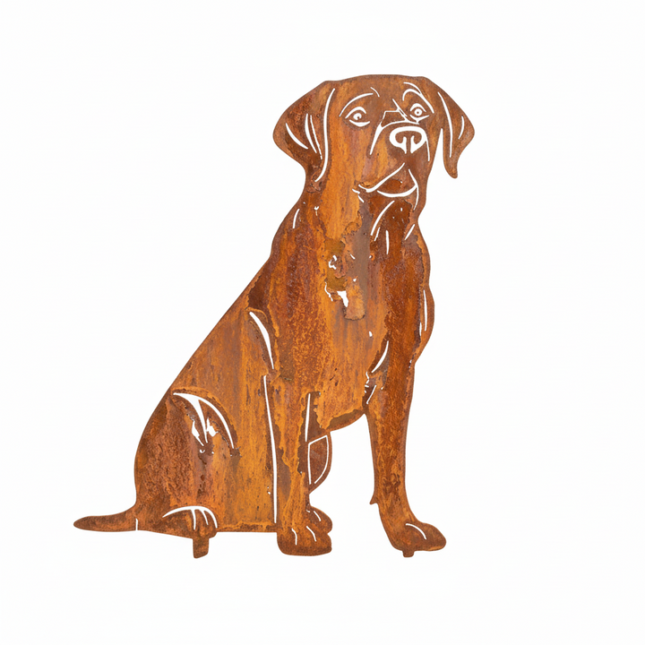 Edelrost Gartenstecker Labrador Retriever – Hundesilhouette aus Metall, 34 cm