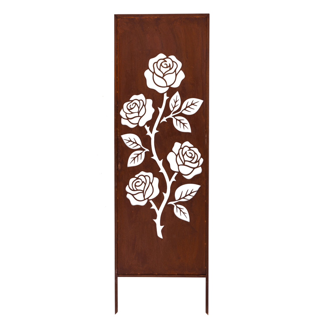 Sichtschutz Gartenpaneel Metall – Motiv Rose, 160 × 50 cm