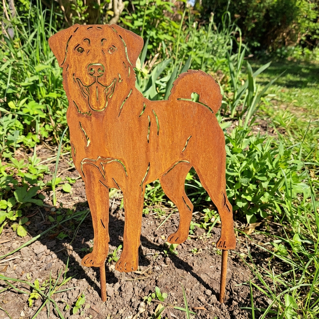Edelrost Gartenstecker Kangal – Hundesilhouette aus Metall