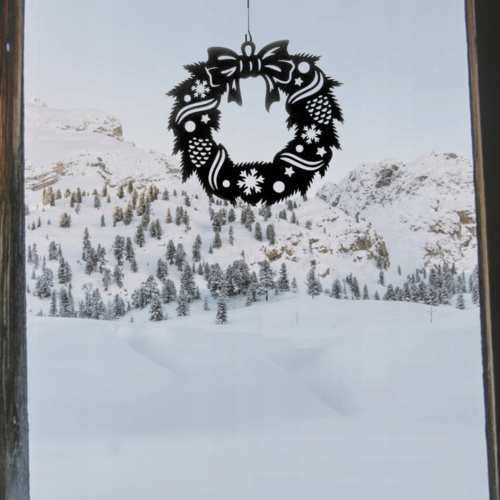 Dekorativer Weihnachtskranz – Metallkranz für Tür oder Fenster