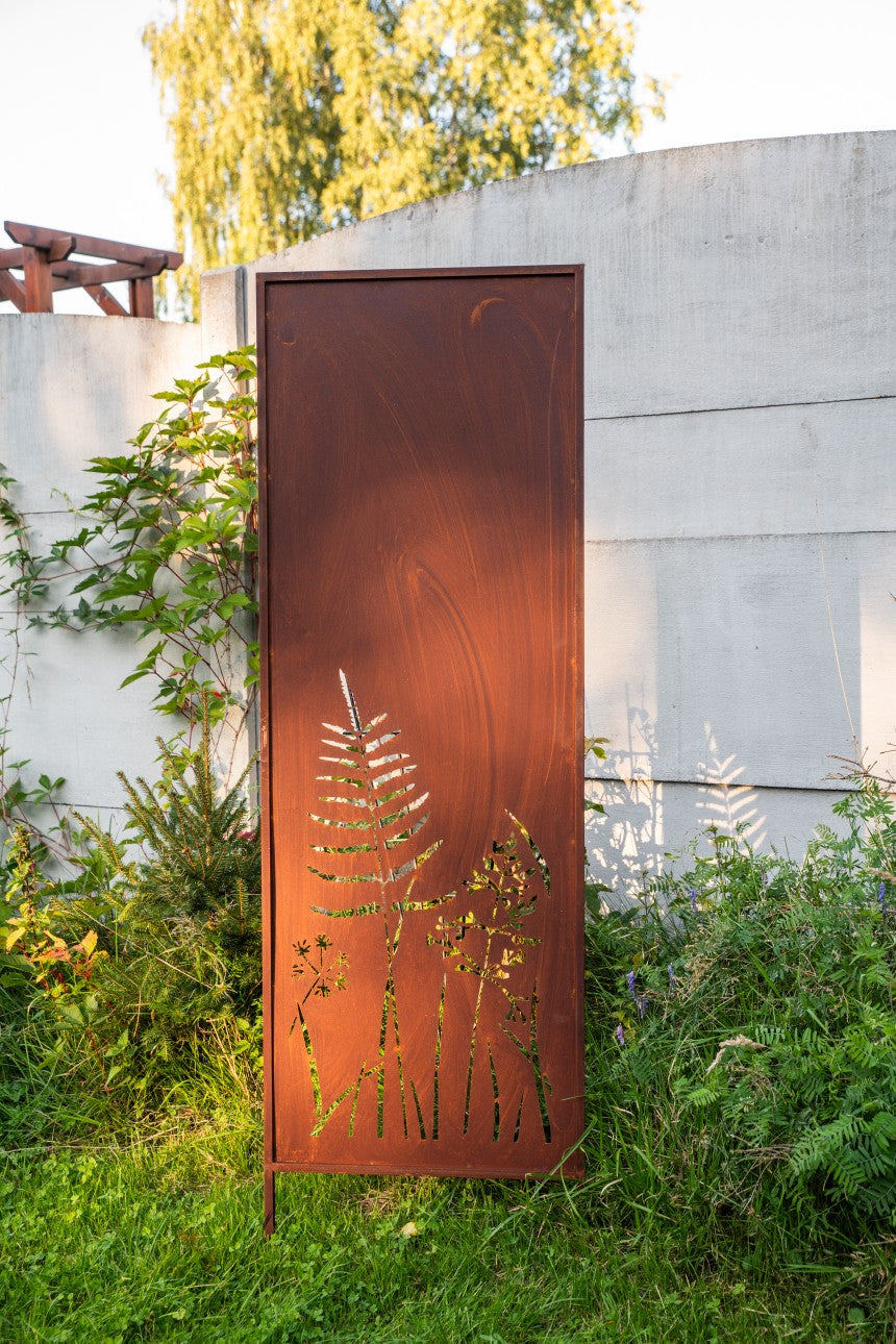 Sichtschutz Gartenpaneel Metall – Motiv Strauch, 160 × 50 cm