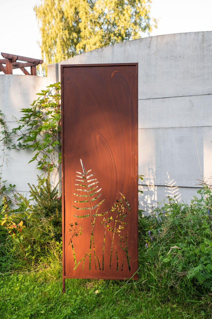 Sichtschutz Gartenpaneel Metall – Motiv Strauch, 160 × 50 cm