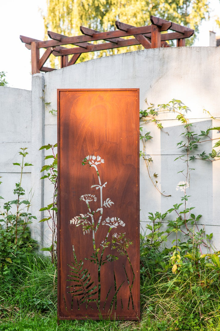 Sichtschutz Gartenpaneel Metall – Motiv Wiesen, 160 × 50 cm