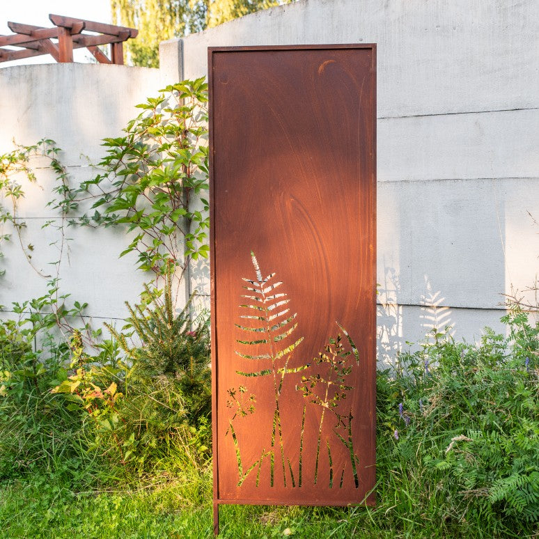 Sichtschutz Gartenpaneel Metall – Motiv Strauch, 160 × 50 cm