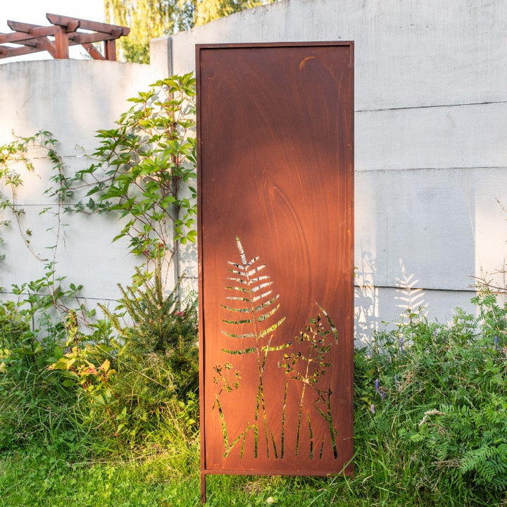 Sichtschutz Gartenpaneel Metall – Motiv Strauch, 160 × 50 cm