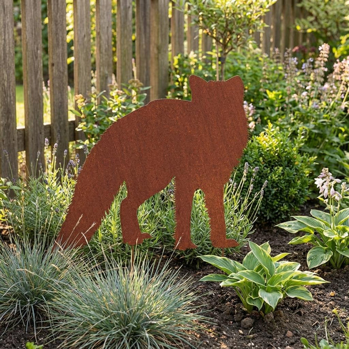 Gartenstecker Fuchs aus Metall – dekorative Gartenfigur in natürlicher Rostoptik