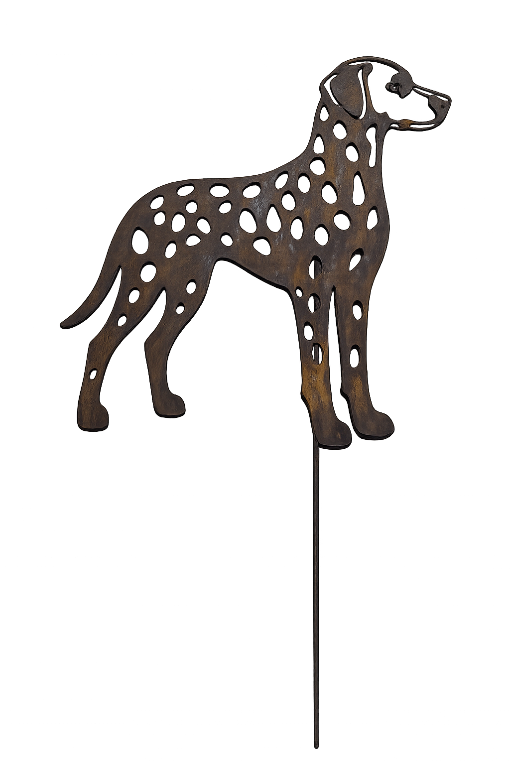 Edelrost Gartenstecker Dalmatiner - Hundesilhouette aus Metall 45 cm