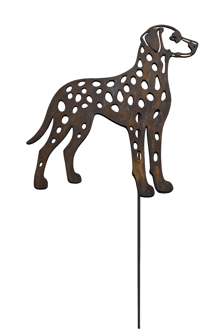 Edelrost Gartenstecker Dalmatiner - Hundesilhouette aus Metall 45 cm