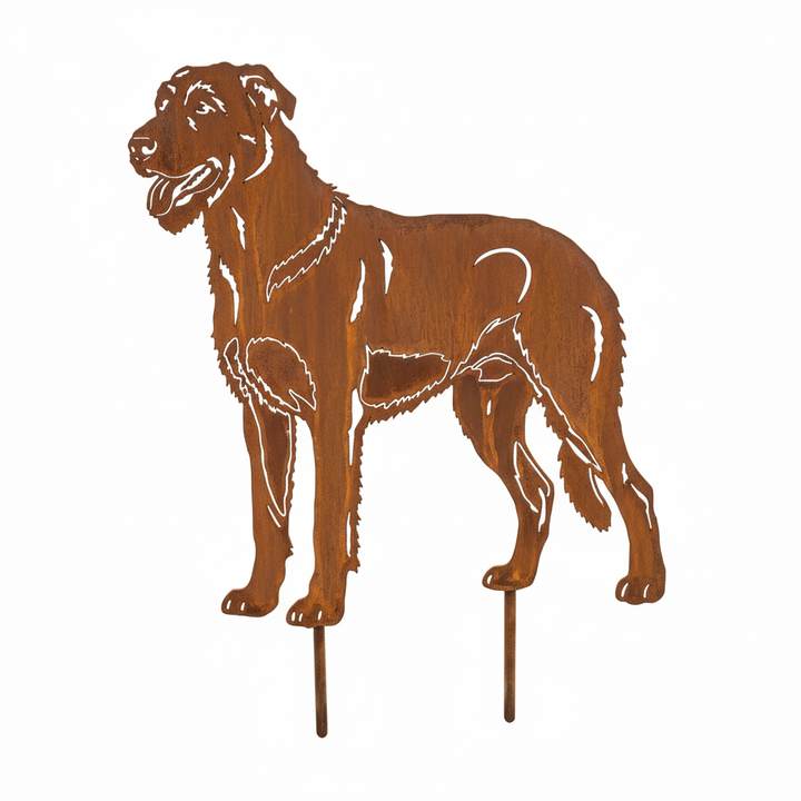 Edelrost Gartenstecker Irischer Wolfshund – Hundesilhouette aus Metall, 42 cm